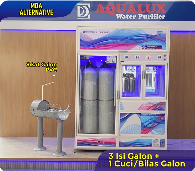Mesin depot air minum MDA Alternative — 3 isi galon + 1 cuci/bilas galon