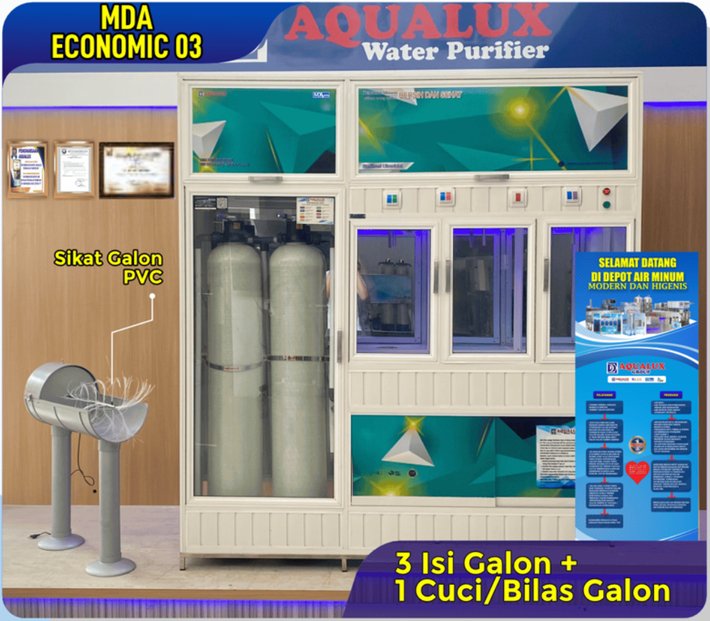 Mesin depot air minum MDA Economic 03 — 3 isi galon + 1 cuci/bilas galon